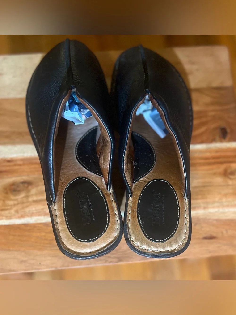 🖤 Born Concept Leather Wedge Slide Sandals – Size 7.5